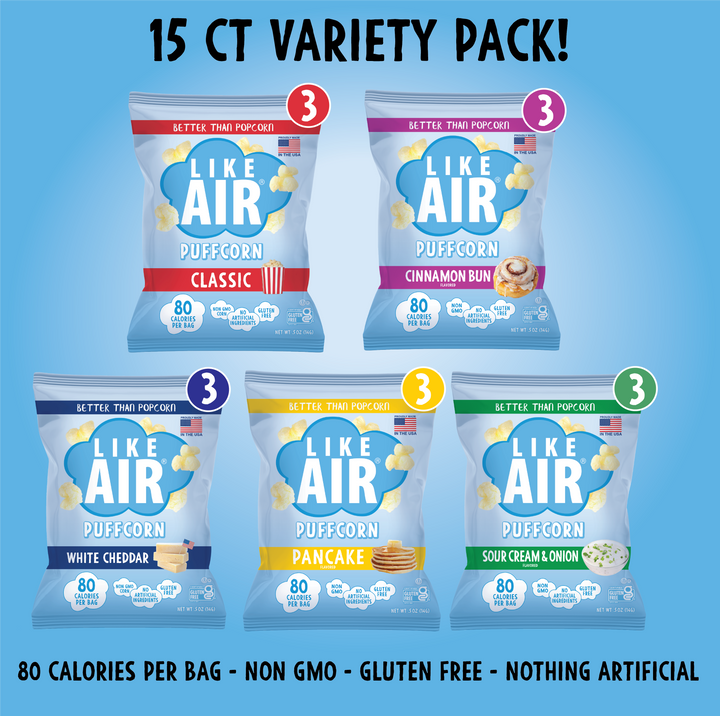 Puffcorn Single Serve Variety Pack - 15 bags - Like Air Puffcorn