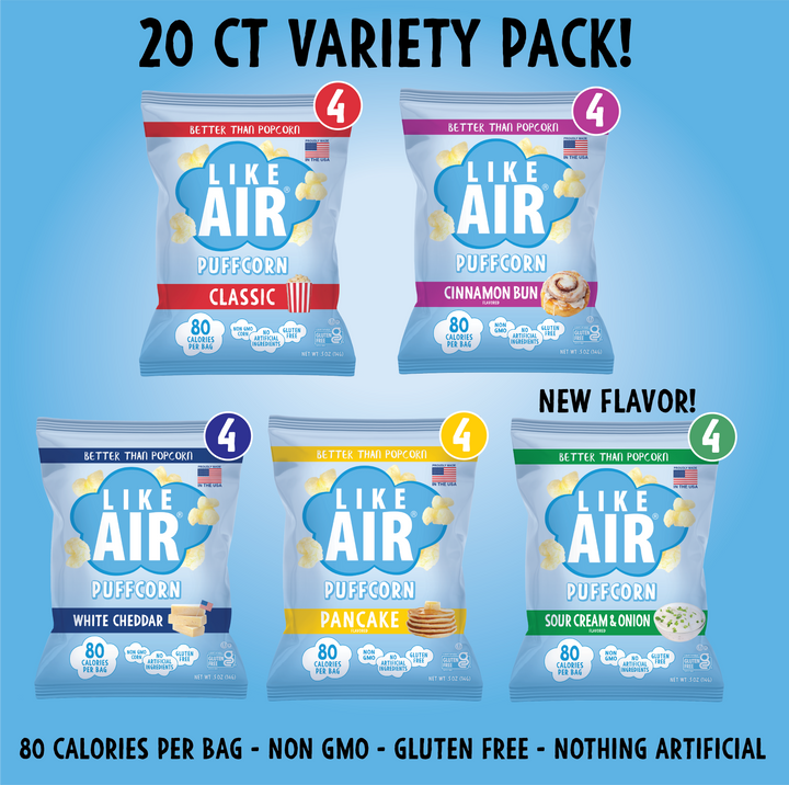 Puffcorn Single Serve Variety Pack - 20 bags - Like Air Puffcorn