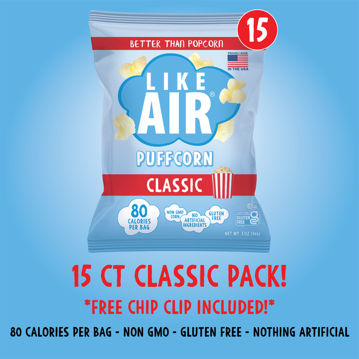 Classic Puffcorn Single Serve  - 15 bags - Like Air Puffcorn