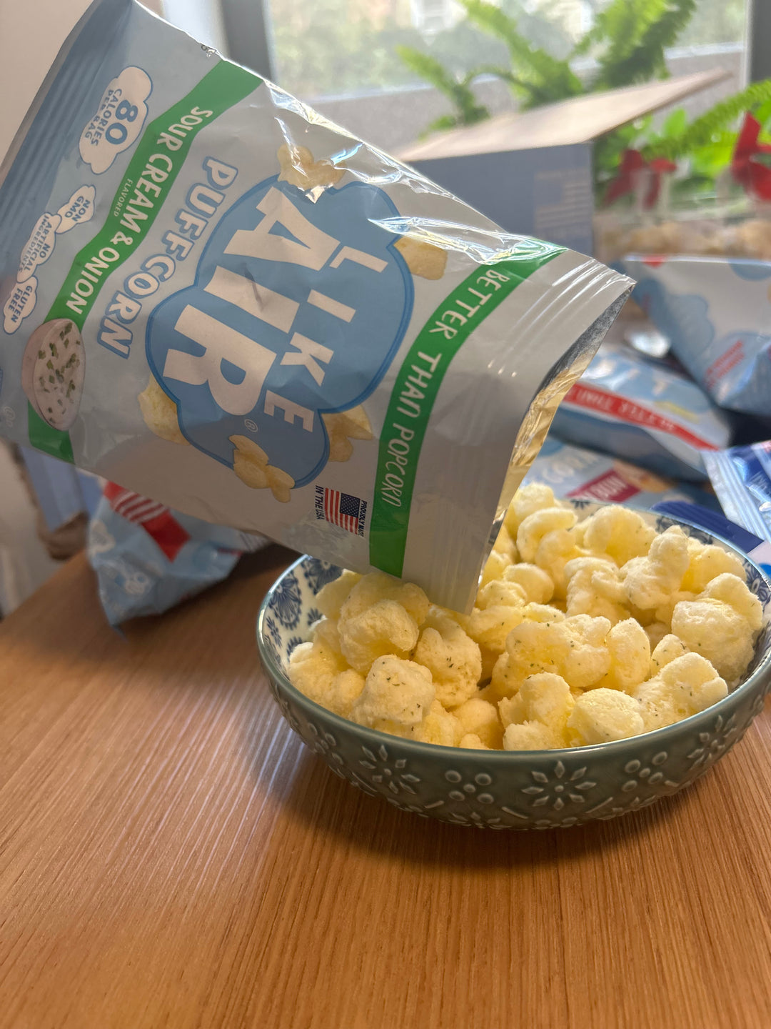 Sour Cream & Onion Puffcorn Single Serve  - 15 bags - Like Air Puffcorn