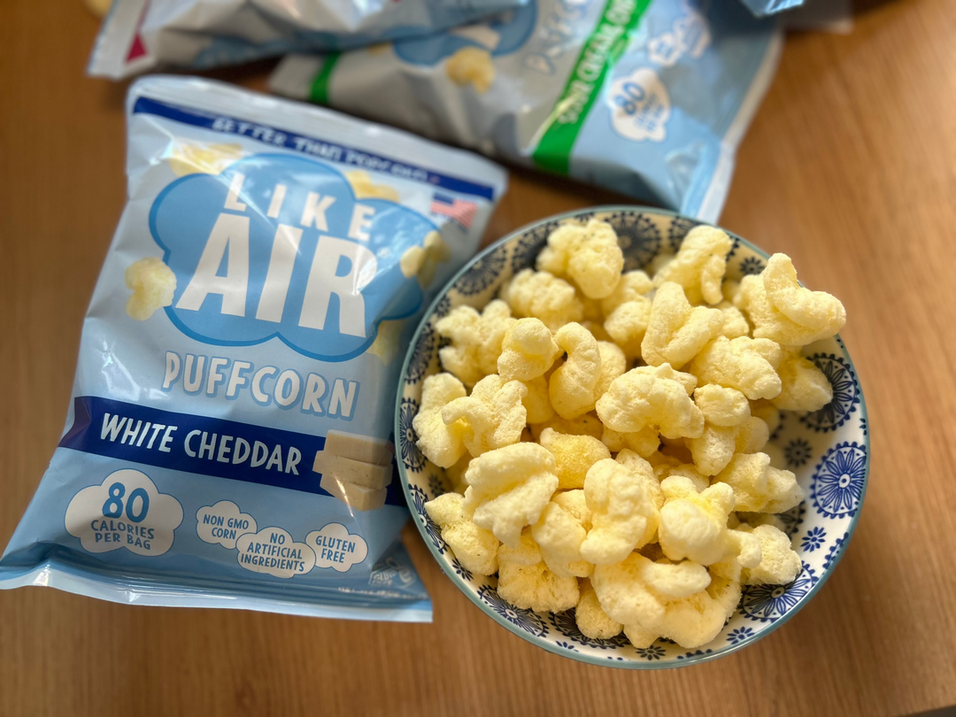 White Cheddar Puffcorn Single Serve  - 15 bags - Like Air Puffcorn