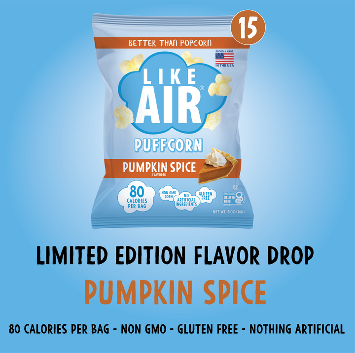 Pumpkin Spice Puffcorn Single Serve  - 15 bags - Like Air Puffcorn